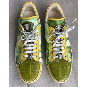 Fennix Green Crocodile Alligator Exotic Leather Italy Size 10 Luxury Designer